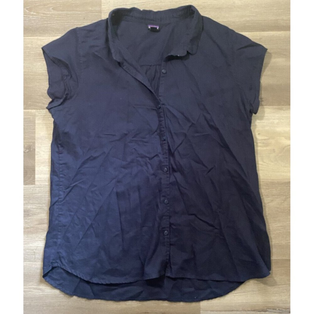 Patagonia Blue Button Down Short Sleeve Casual Shirt Top Womens Size 8